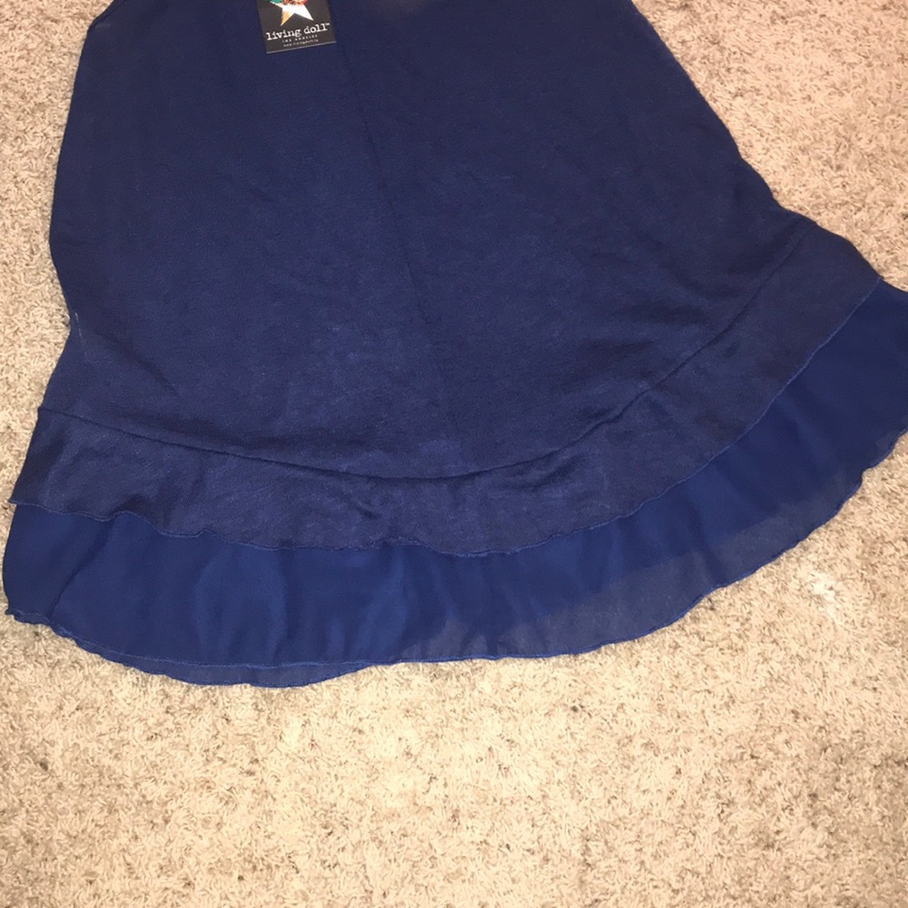 Navy Ruffled Tank Top - Picture 3 of 3
